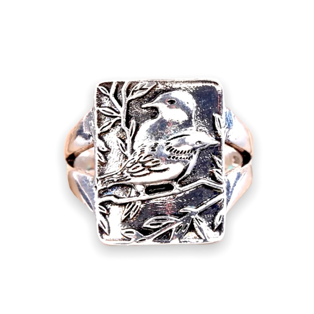 New Womans Princess Jewelry S925 Sterling Silver Handmade Vintage Love Bird Ring